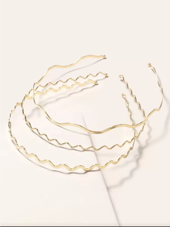 Accessories - Gold Wavy Metal Headband Set - Women Accessories